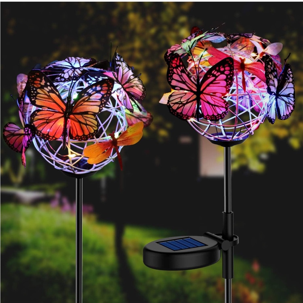 NEW Aiscool Solar Powered Butterfly Garden Stake Lights (2 Pcs Butterfly Lights)